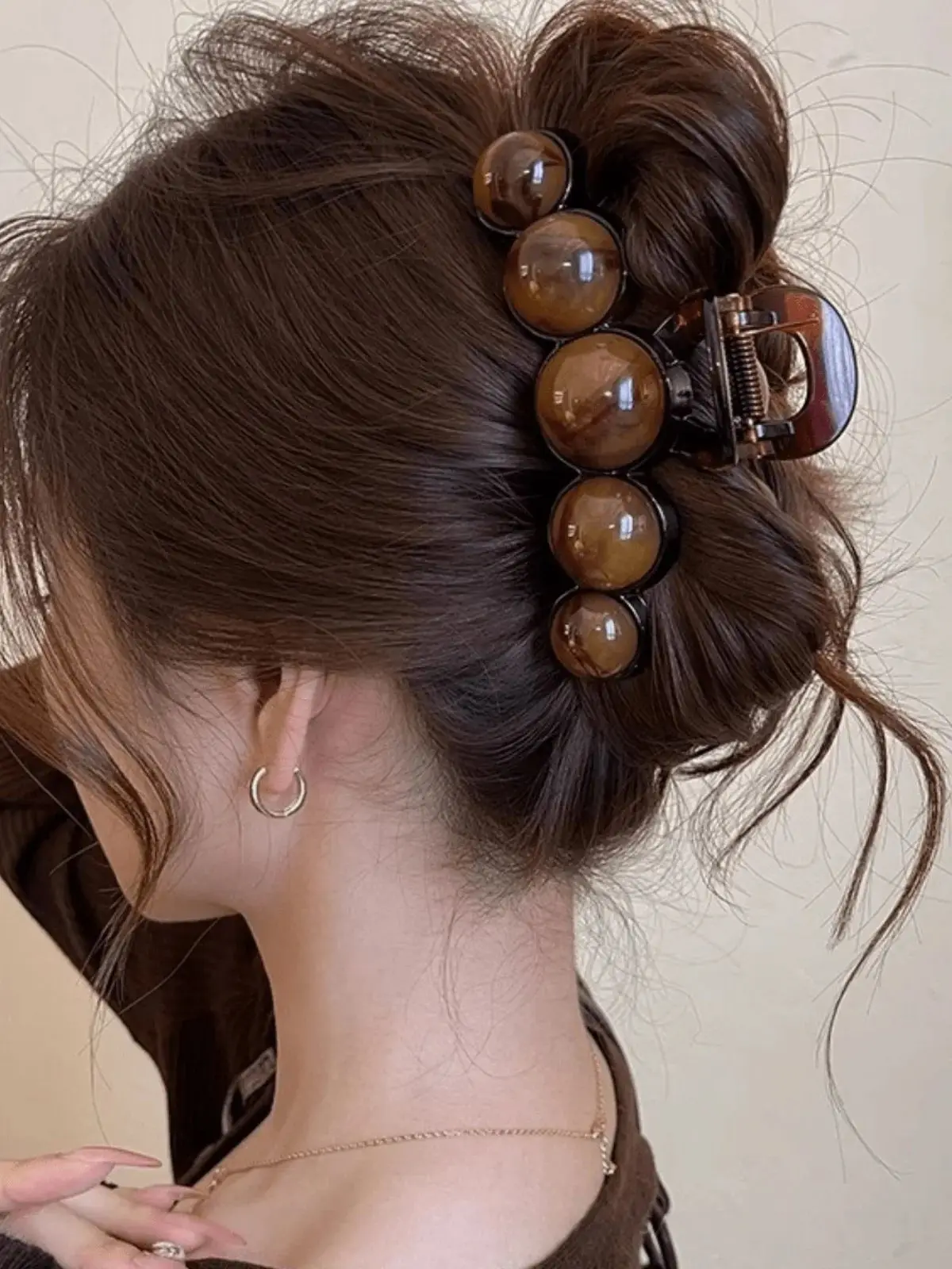1pc Fashion Pearl Large Simple Elegant Acrylic Hair Claw Hairpin, Suitable For Party, Commute, Outfit Matching, Hair Accessories