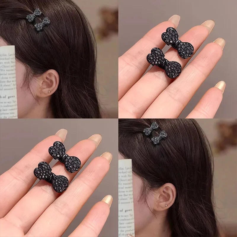 4pcs/set Elegant Mini Rhinestones Bow Hairpins For Women Girls Sweet Hair Ornament Small Hair Clips Fashion Hair Accessories