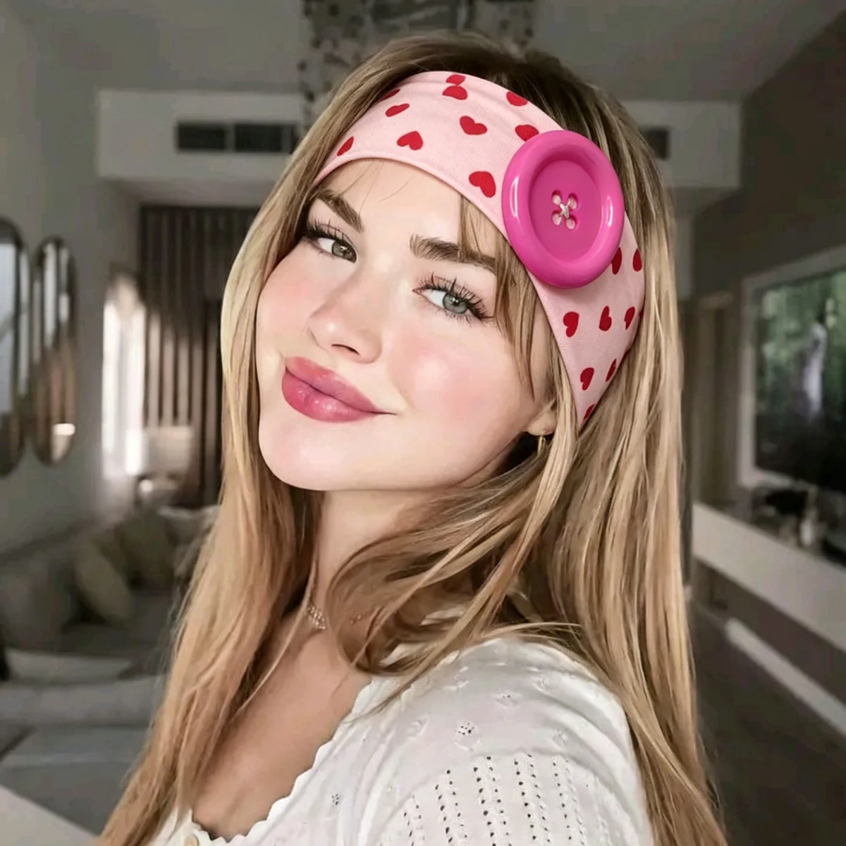 Vintage Women's Polka Dot Button Headband Spicy Girl Ins Y2K Japanese Trendy Headband Sweet Cool Sports Yoga Headband