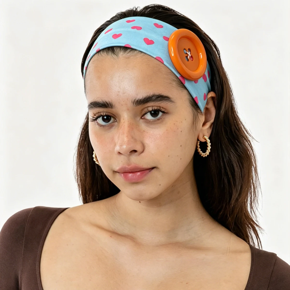Vintage Women's Polka Dot Button Headband Spicy Girl Ins Y2K Japanese Trendy Headband Sweet Cool Sports Yoga Headband