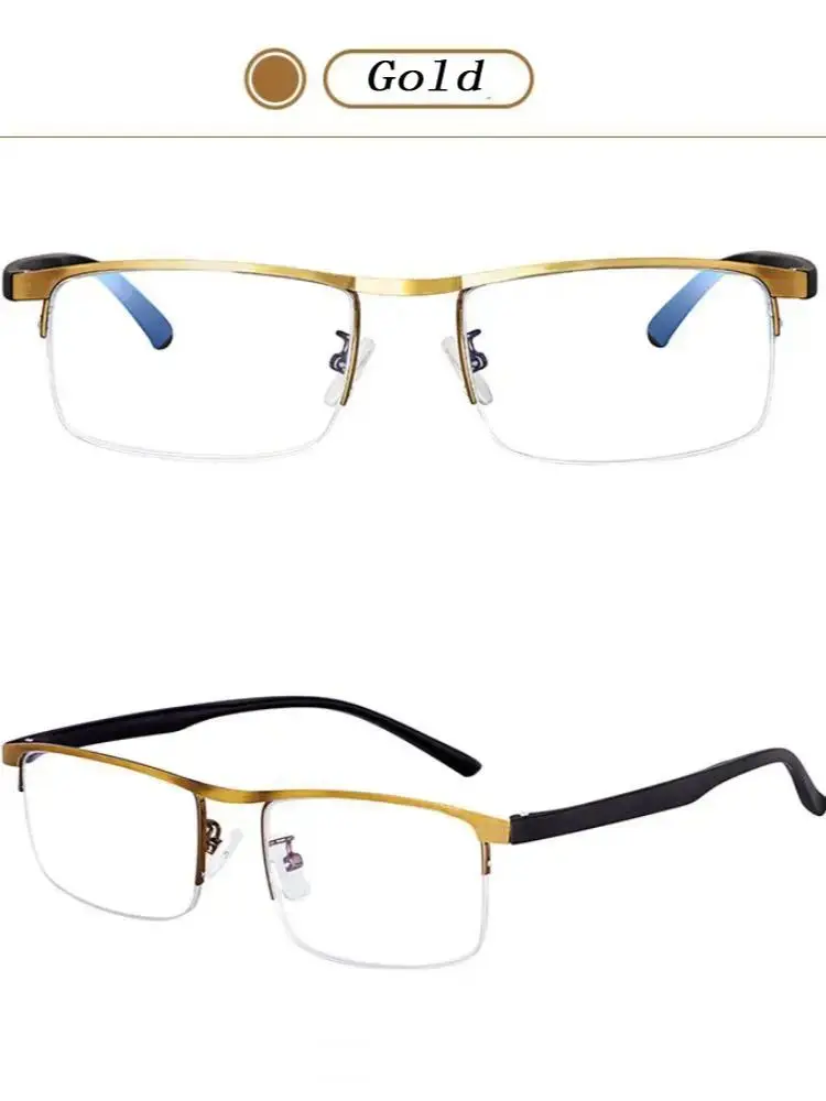 Hot Sale Progressive Reading Glasses Multifocal Anti Blue Ray Glass Glasses Half Frame Metal Alloy Men Women 1.5 1.0 2.5 Black