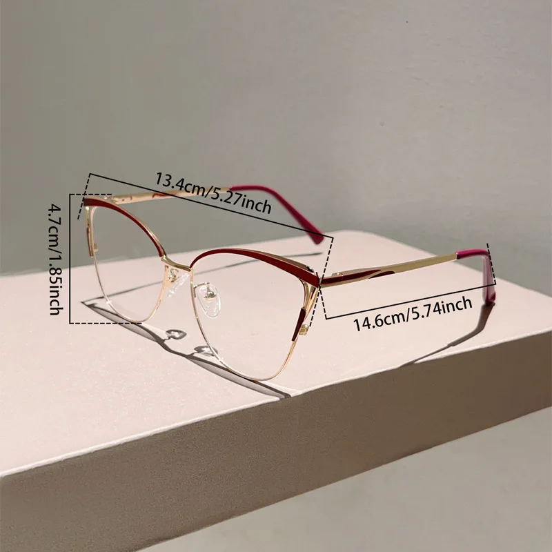 New Large Cat Eye Computer Glasses Metal Frame Women Men Anti Blue Light Round Blocking Optical Spectacle refined Eyeglasses