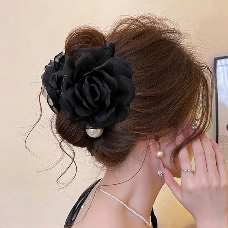 Ultra-Fantasy Large Size Soft Flower Hair Clip for Women Shark Clip 2025 New Fashion Accessory for Back of Head
