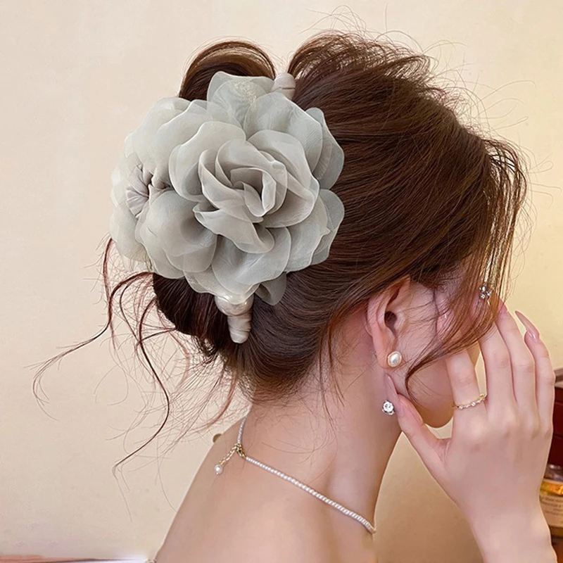 Ultra-Fantasy Large Size Soft Flower Hair Clip for Women Shark Clip 2025 New Fashion Accessory for Back of Head