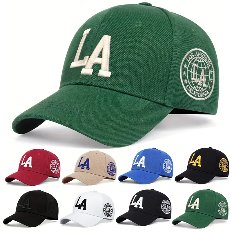 Unisex LA Letter Embroidery Snapback Baseball Caps Spring and Autumn Outdoor Adjustable Casual Hats Sunscreen Hat
