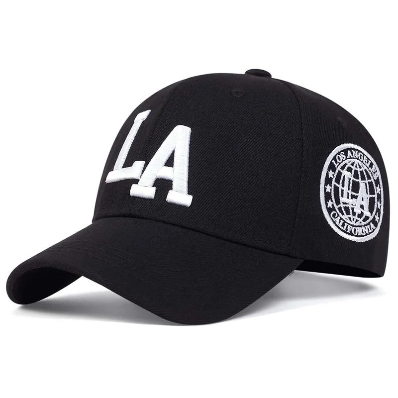 Unisex LA Letter Embroidery Snapback Baseball Caps Spring and Autumn Outdoor Adjustable Casual Hats Sunscreen Hat