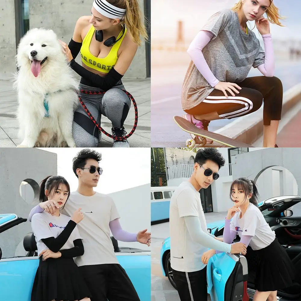 2Pcs Arm Sleeves Warmers Sports Sleeve Sun UV Protection Hand Cover Cooling Warmer Running Fishing Cycling