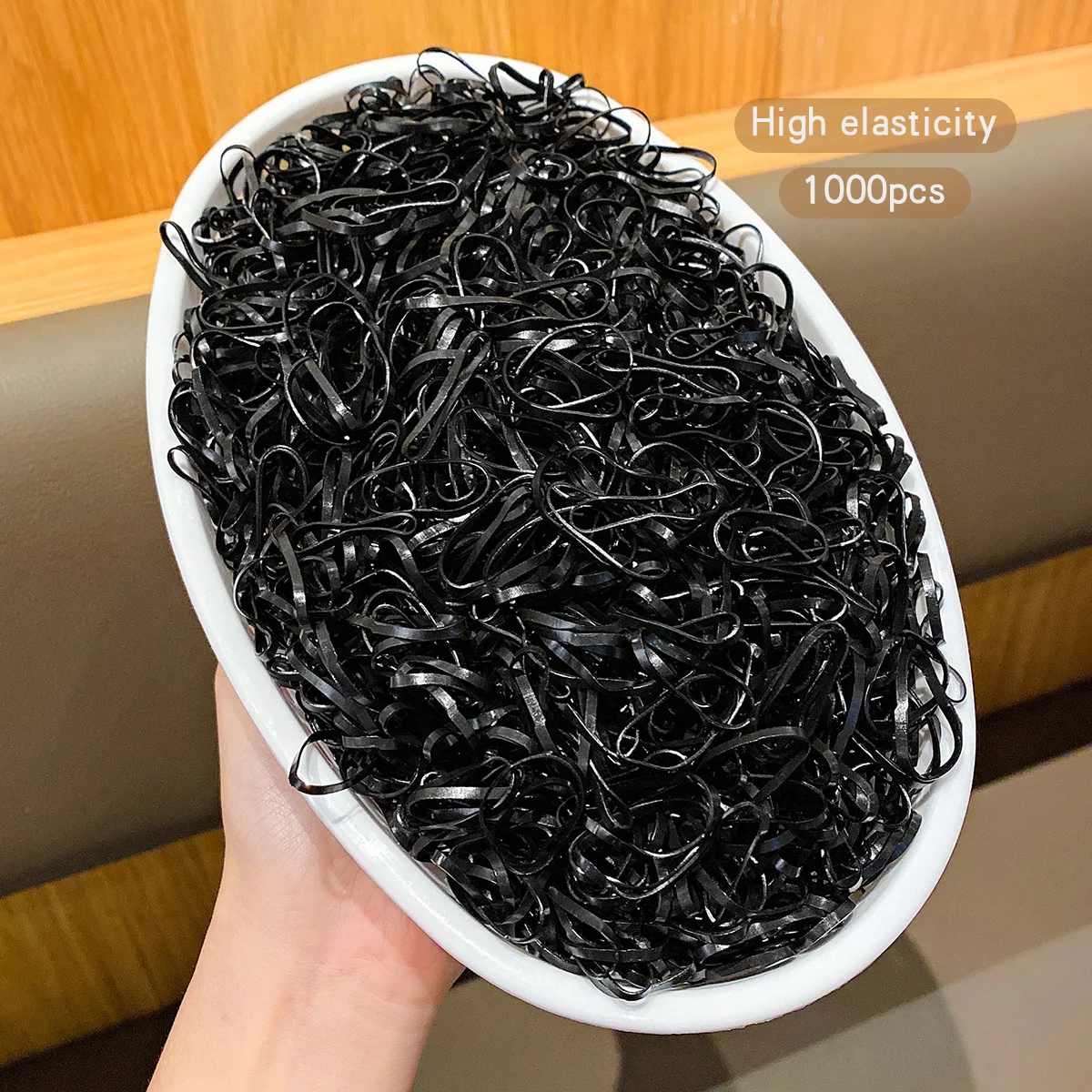 1000 black elastic and durable rubber bands suitable for daily use