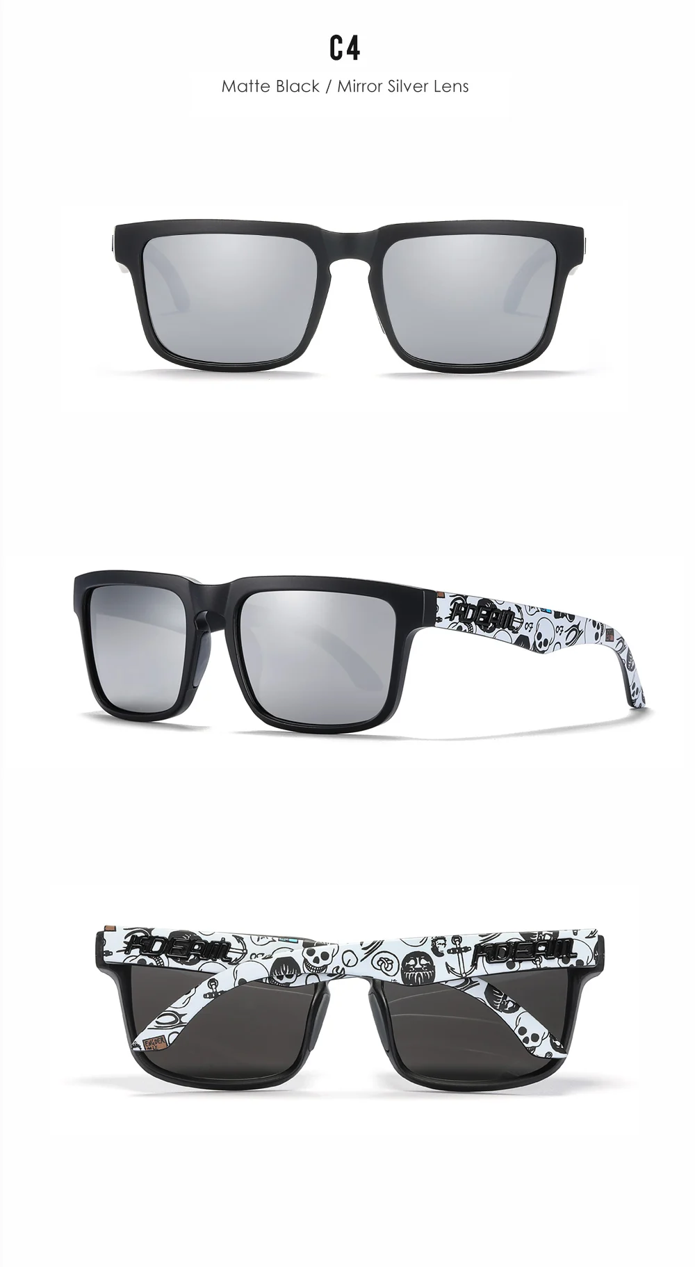 KDEAM Men's Polarized Sunglasses Square Casual Outdoors Sun Glasses Women Unisex Sunglass For Couple With Zipper Case