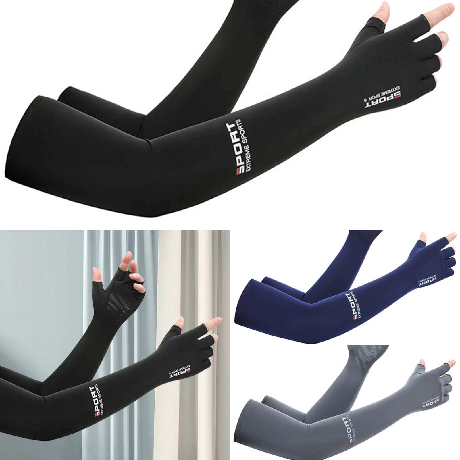 Summer Anti-UV Cooling Ice Silk Arm Sleeves Breathable Stretchy Cover UV Protection Sun Sleeves for Cycling Running Sports