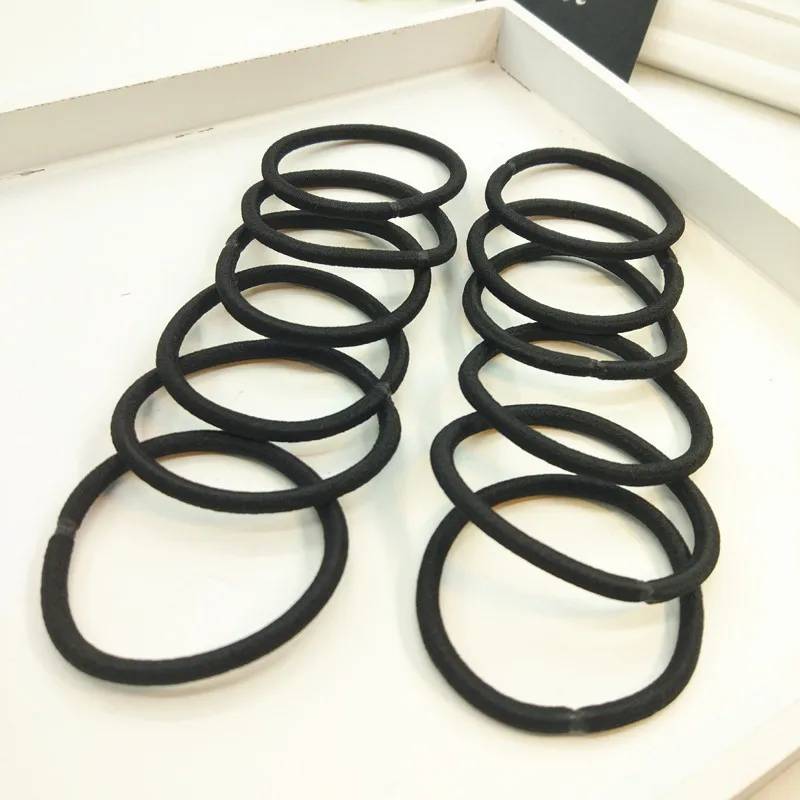 10/50pcs 4mm Mix Color Black No Damage Elastics Hair Ties Bands Leagues Pony Tails Holders for Men Women Girls and Boys Bulk