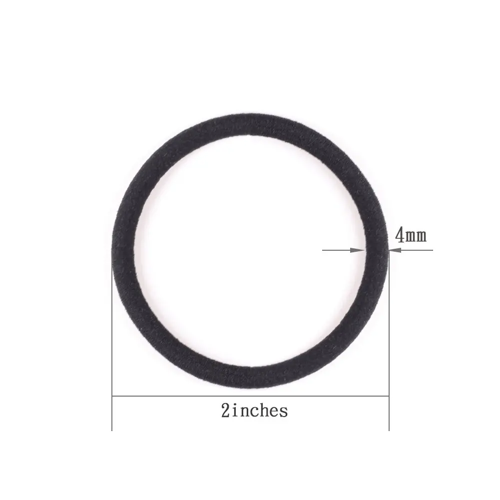 10/50pcs 4mm Mix Color Black No Damage Elastics Hair Ties Bands Leagues Pony Tails Holders for Men Women Girls and Boys Bulk