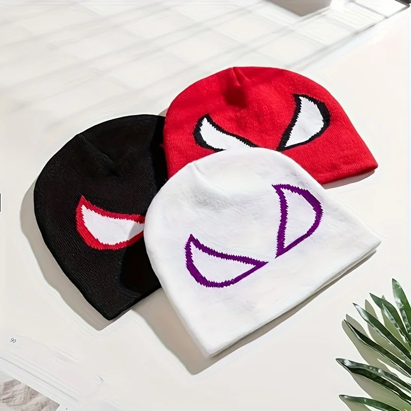 Spider Pattern Anime Cartoon Skeleton Beanie Stretch Knit Hat Warm Women Men Skull Cap