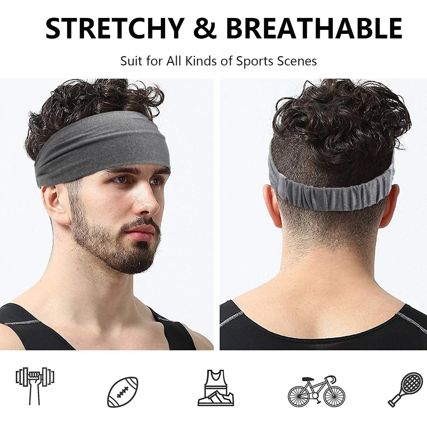 1/3PCS Sports Headbands For Men Woman Gym Yoga Sweat Hair Bands Soft Elastic Hairbands Stretch Outdoor Sport Sweatbands