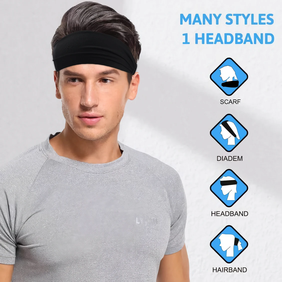 1/3PCS Sports Headbands For Men Woman Gym Yoga Sweat Hair Bands Soft Elastic Hairbands Stretch Outdoor Sport Sweatbands