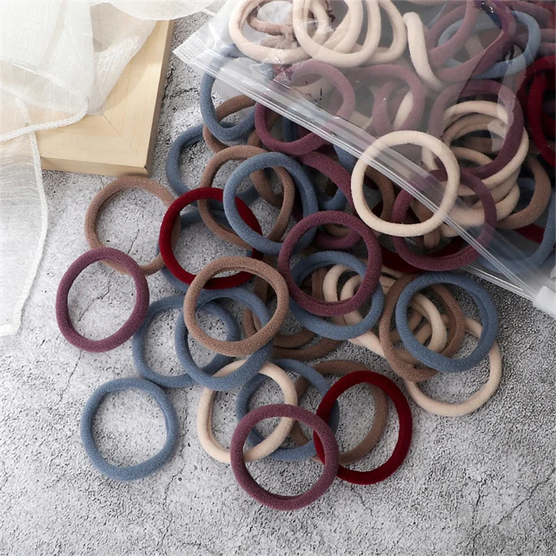 50pcs/set Packing Women Girls Hair Bands Simple Solid Colors Elastic Headband Hair Ropes Ties Hair Accessories Ponytail Holder