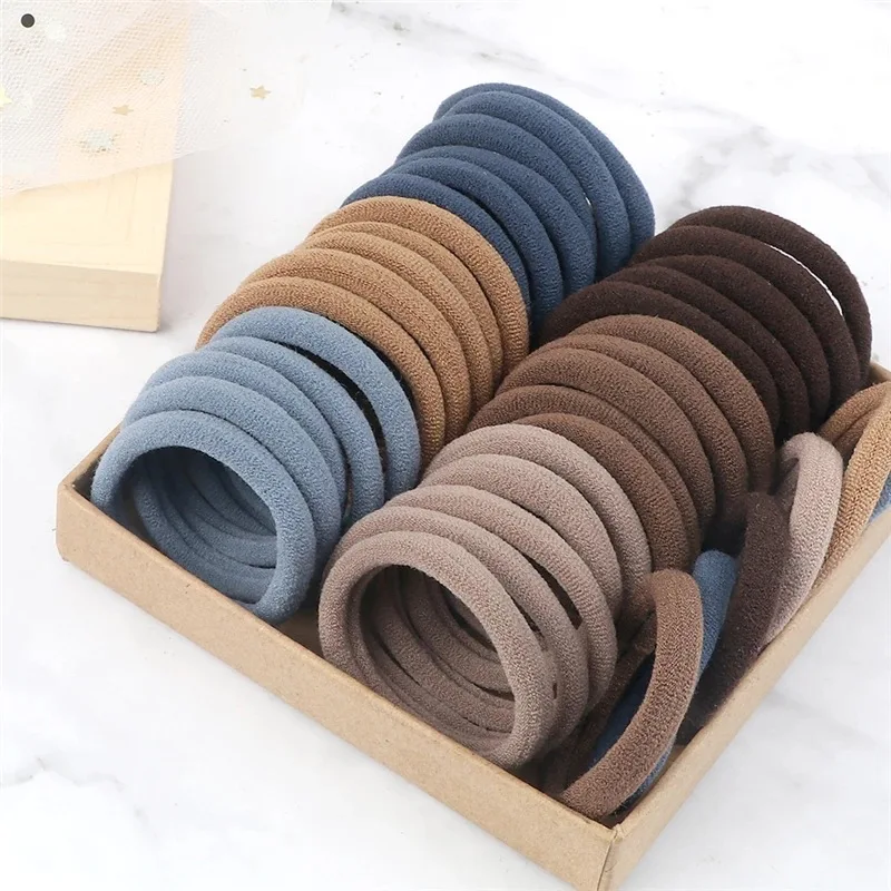 50pcs/set Packing Women Girls Hair Bands Simple Solid Colors Elastic Headband Hair Ropes Ties Hair Accessories Ponytail Holder