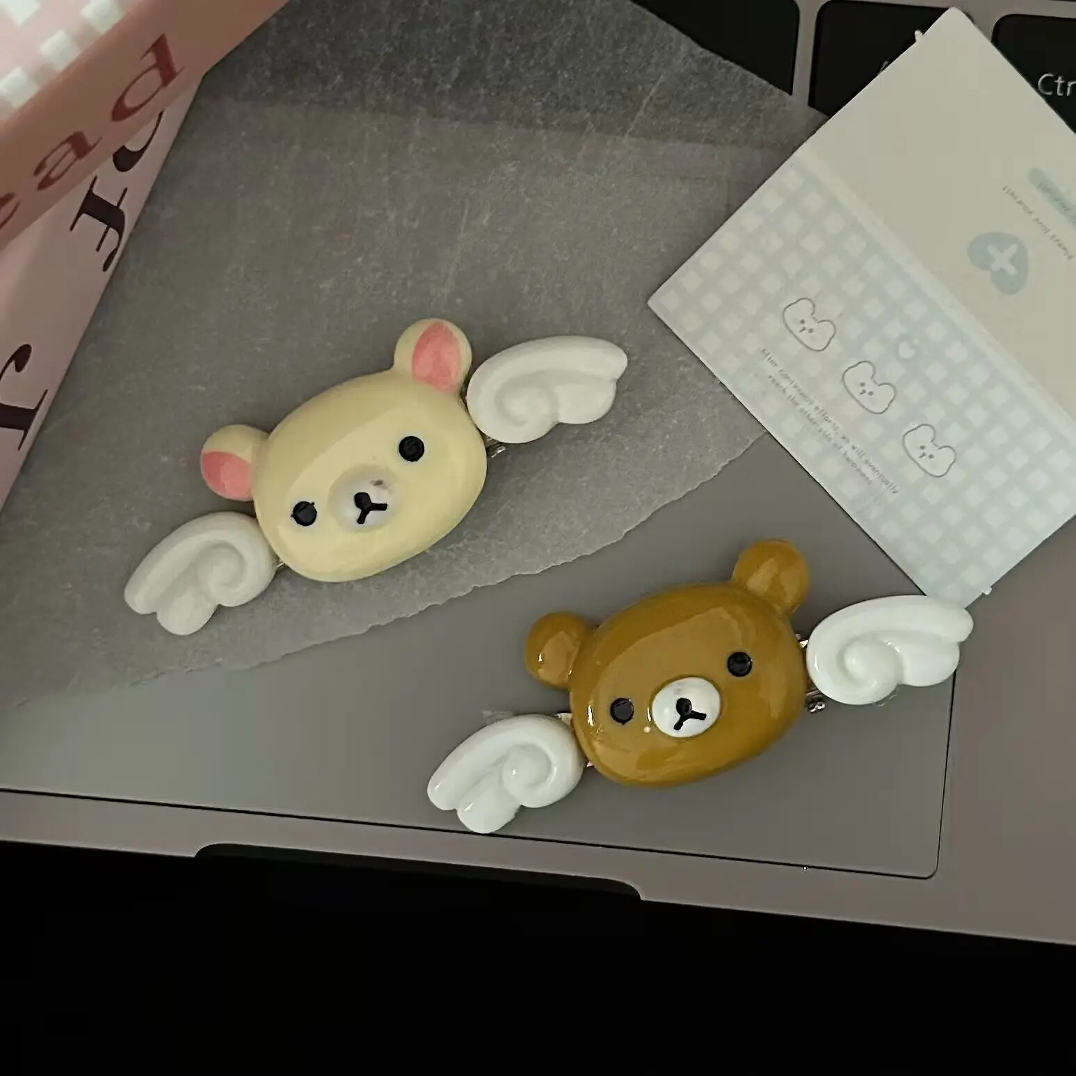 Kawaii Rilakkuma Bangs Side Clip Cartoon Cute Wave Point BB Hair Clip Lazy Bear Angel Winged Versatile Hairpin Birthday Gifts