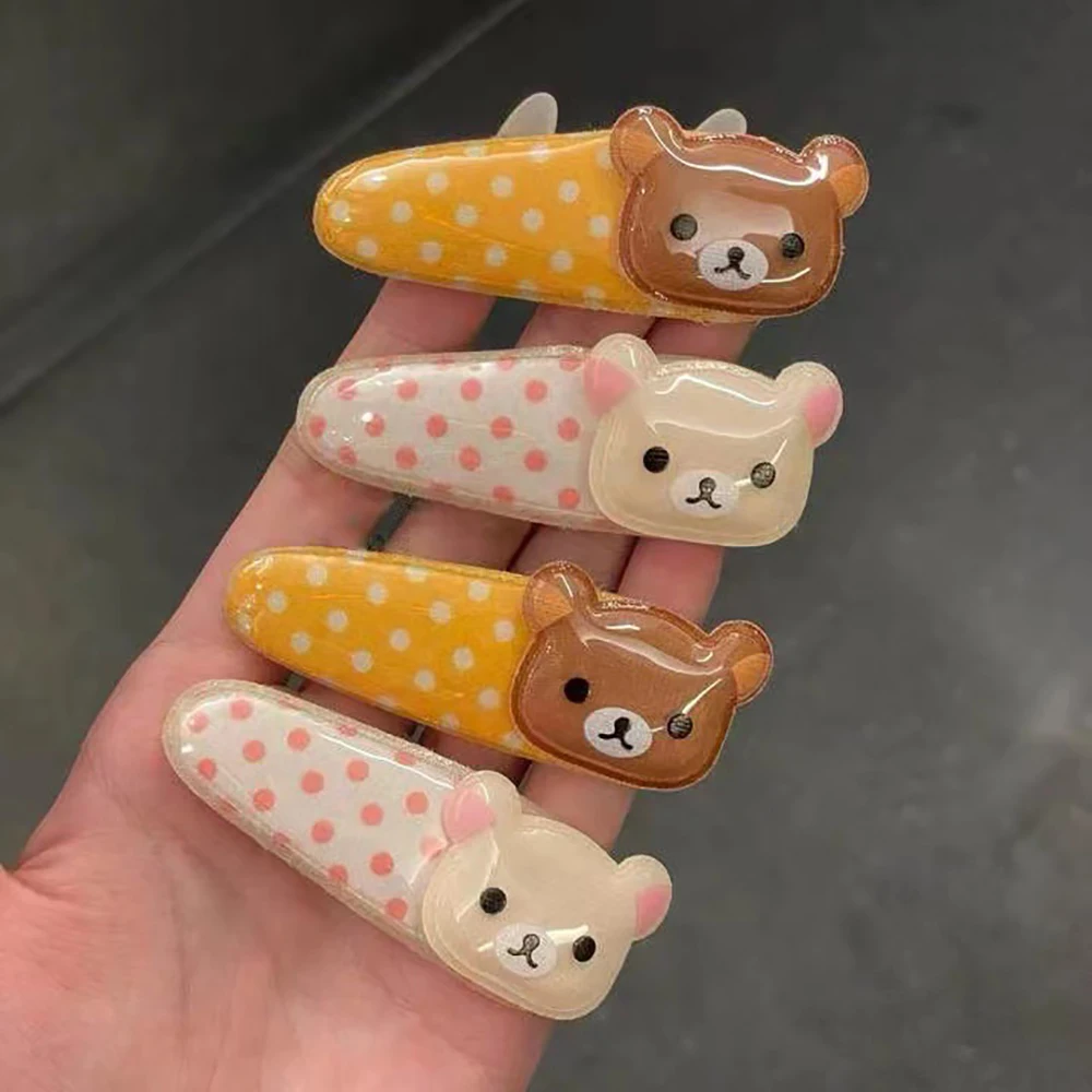 Kawaii Rilakkuma Bangs Side Clip Cartoon Cute Wave Point BB Hair Clip Lazy Bear Angel Winged Versatile Hairpin Birthday Gifts