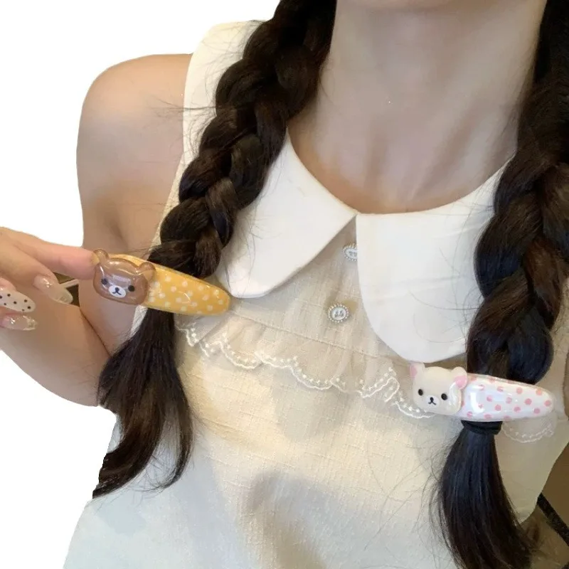 Kawaii Rilakkuma Bangs Side Clip Cartoon Cute Wave Point BB Hair Clip Lazy Bear Angel Winged Versatile Hairpin Birthday Gifts