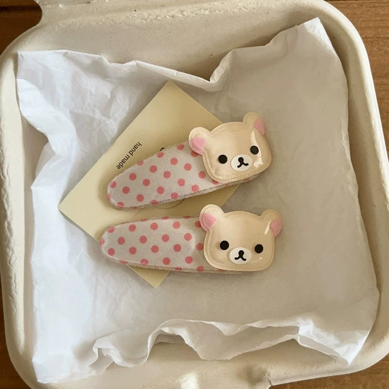 Kawaii Rilakkuma Bangs Side Clip Cartoon Cute Wave Point BB Hair Clip Lazy Bear Angel Winged Versatile Hairpin Birthday Gifts