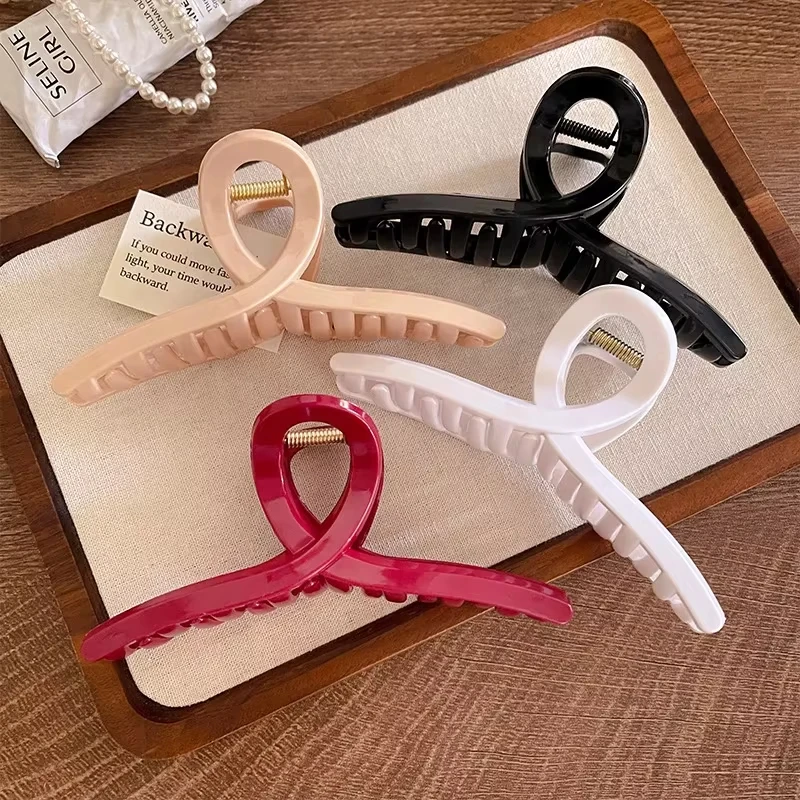 13cm Large Cross Safe Soft Silicone Hair Claw Clips Women's High Elastic Shark Grip Deformable Anti Collision Hair Accessories K