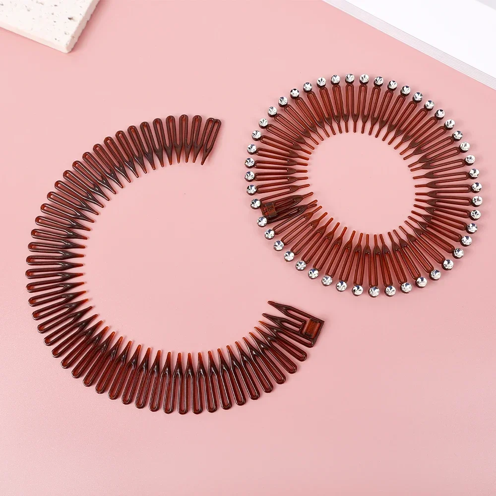 Plastic Full Circle Headbands Hair Hoop Band Clips Hairband Stretch Flexible Comb Teeth Face Wash Fixed Fashion Hair Accessories