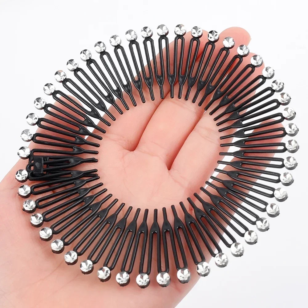 Plastic Full Circle Headbands Hair Hoop Band Clips Hairband Stretch Flexible Comb Teeth Face Wash Fixed Fashion Hair Accessories