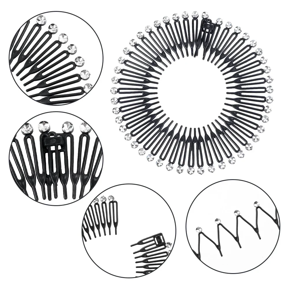 Plastic Full Circle Headbands Hair Hoop Band Clips Hairband Stretch Flexible Comb Teeth Face Wash Fixed Fashion Hair Accessories