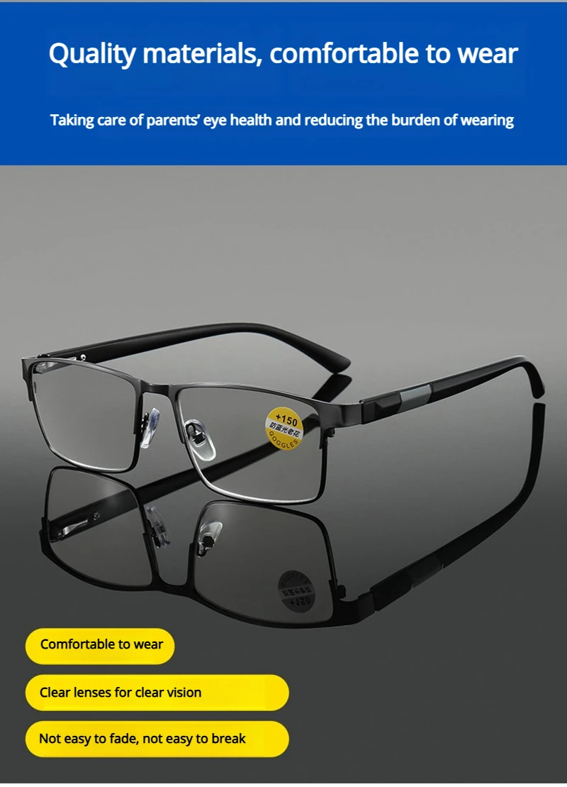 Vintage Metal Square Reading Glasses Men Classic Presbyopic Glasses Male Business Anti-blue Light Eyeglasses