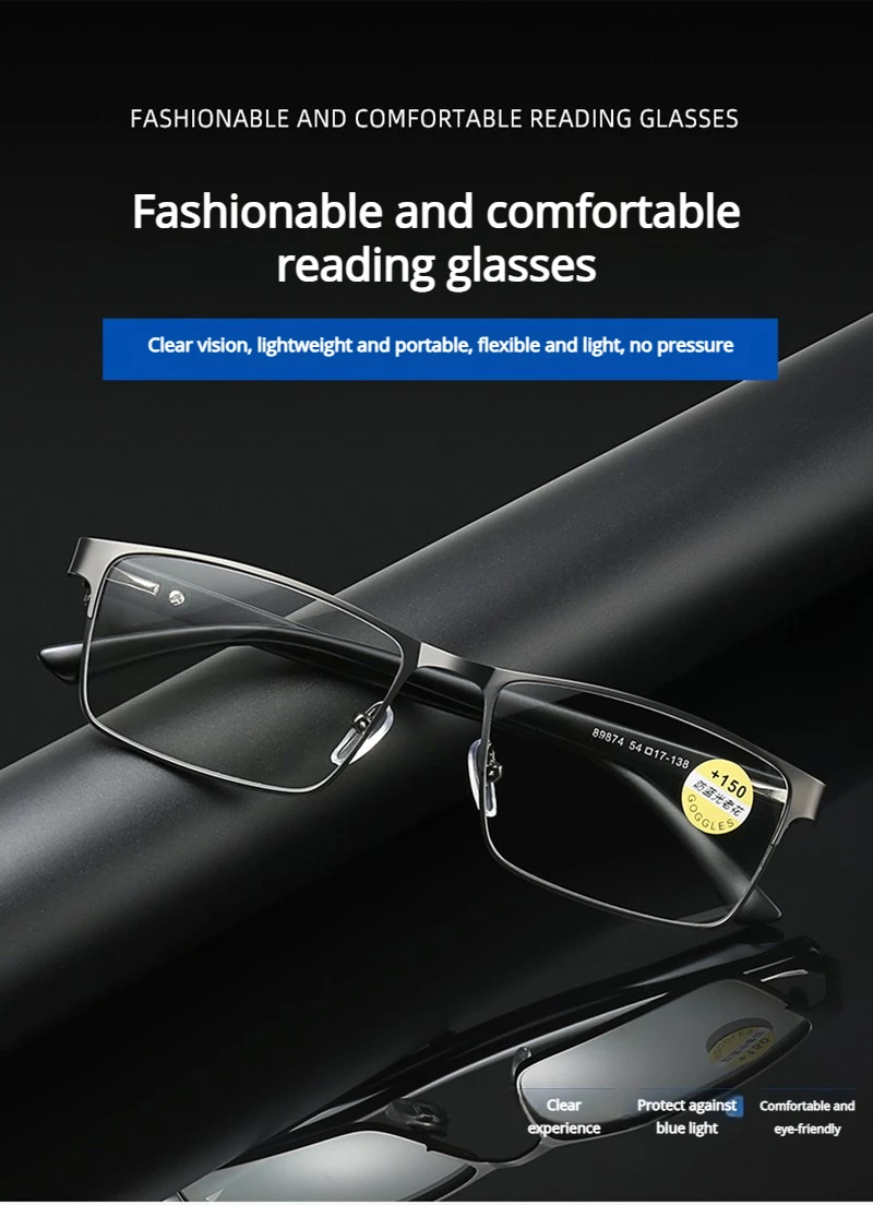 Vintage Metal Square Reading Glasses Men Classic Presbyopic Glasses Male Business Anti-blue Light Eyeglasses