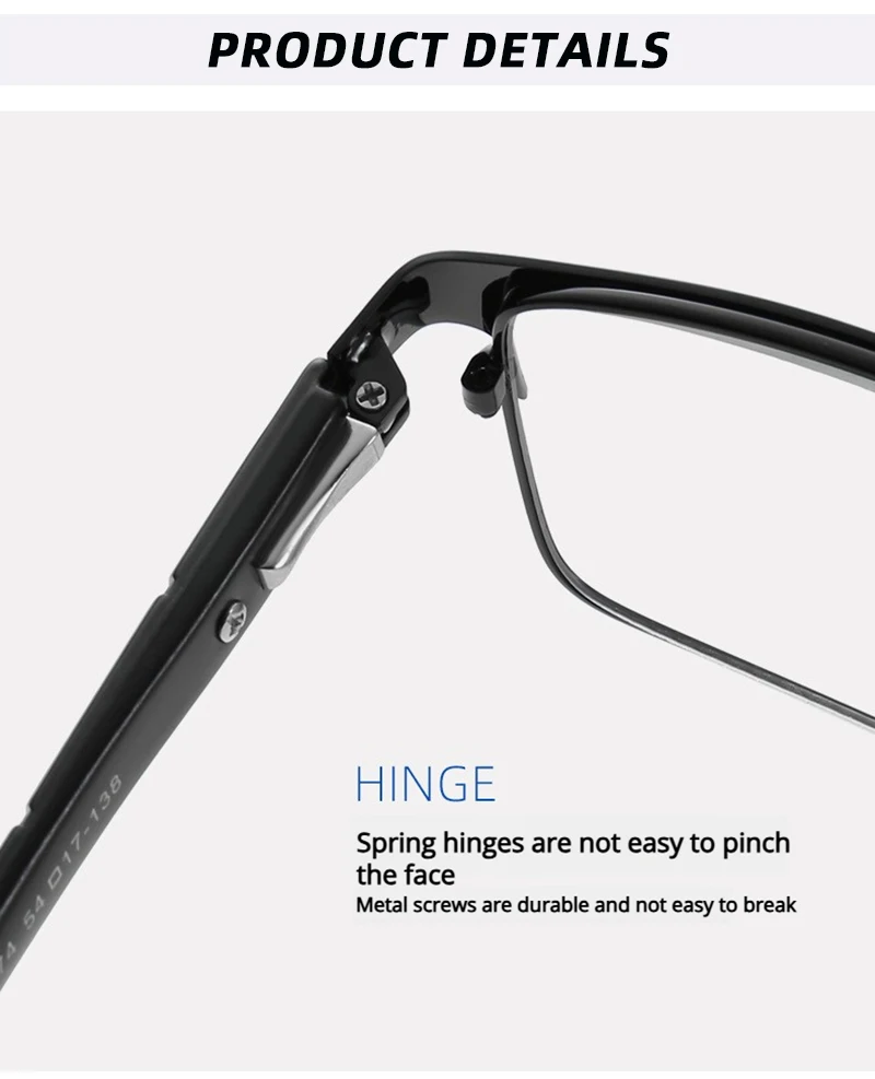 Vintage Metal Square Reading Glasses Men Classic Presbyopic Glasses Male Business Anti-blue Light Eyeglasses