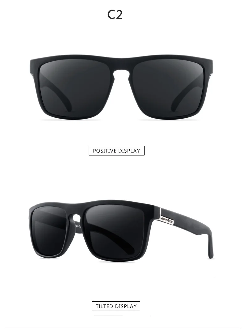 2PCS Fashion Square Polarized Sunglasses Men Vintage Plastic Male Sun Glasses Women Stylish Black Sport Shades UV400