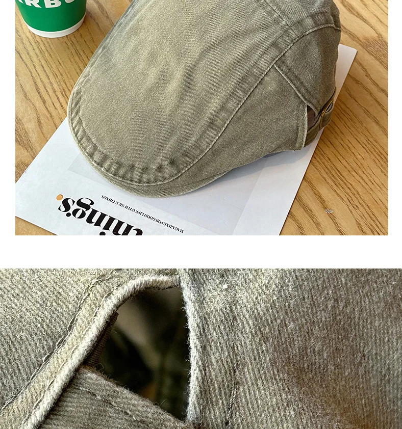 Spring Summer Watered Denim American Casual Retro Beret  Washed Old Street Forward Hat British Painter Newsboy Cap Visor