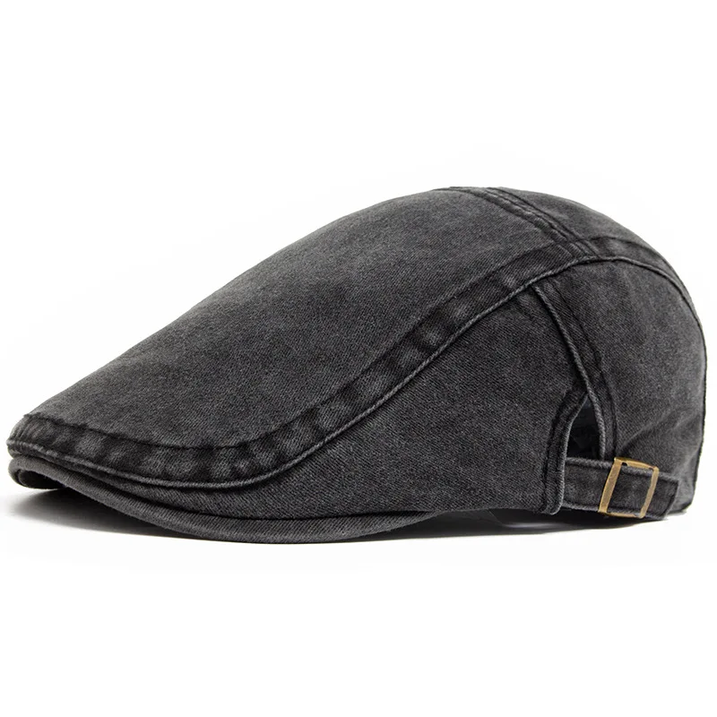 Spring Summer Watered Denim American Casual Retro Beret  Washed Old Street Forward Hat British Painter Newsboy Cap Visor