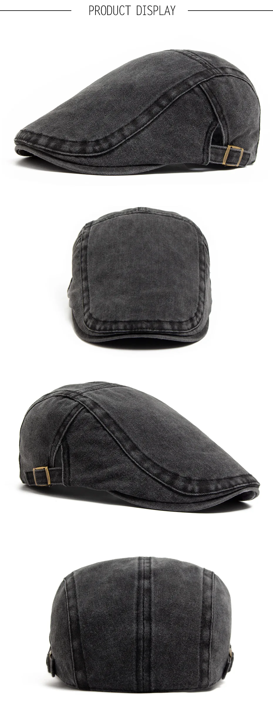 Spring Summer Watered Denim American Casual Retro Beret  Washed Old Street Forward Hat British Painter Newsboy Cap Visor