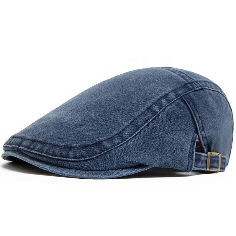 Spring Summer Watered Denim American Casual Retro Beret  Washed Old Street Forward Hat British Painter Newsboy Cap Visor
