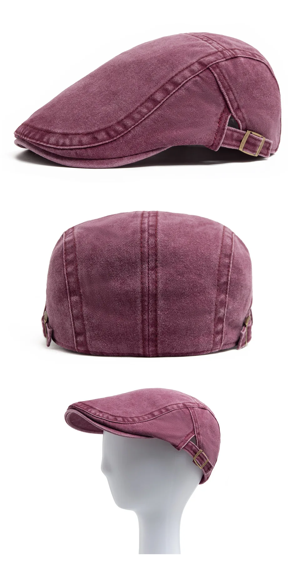 Spring Summer Watered Denim American Casual Retro Beret  Washed Old Street Forward Hat British Painter Newsboy Cap Visor