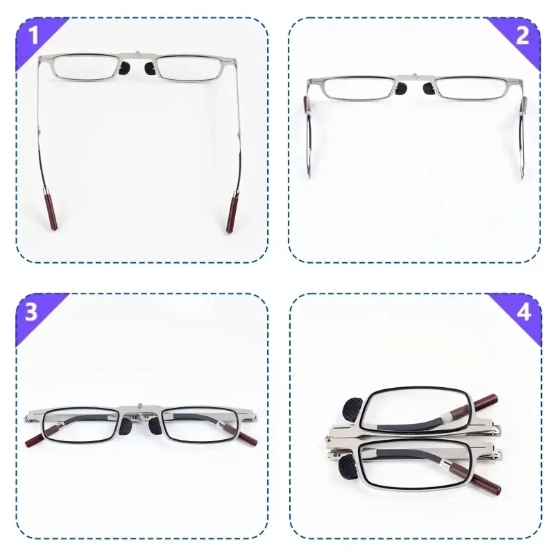 Ultra Thin Rosewood Folding Reading Glasses Portable Ultra-light Finished Eyeglasses Compact With Glasses Case 1.0-4.0