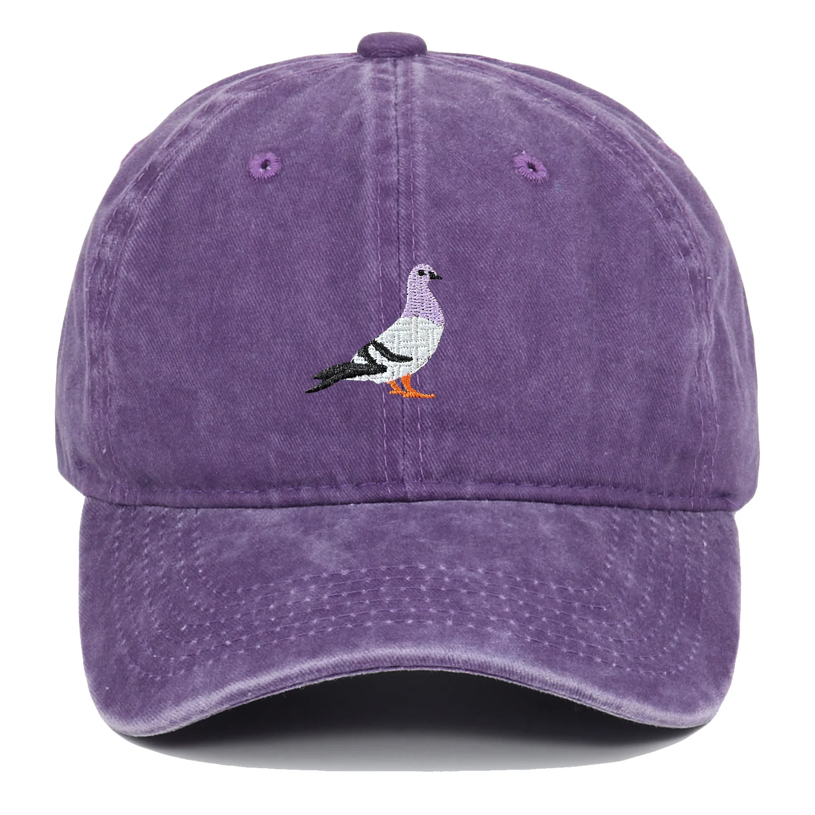 Baseball cap suitable for all seasons, pigeon embroidery pattern, men's and women's daily casual fashion, outdoor sun protection