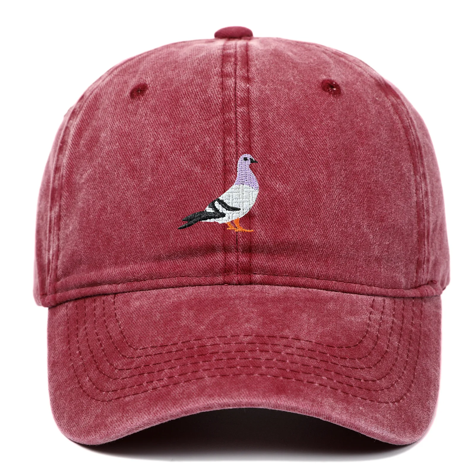 Baseball cap suitable for all seasons, pigeon embroidery pattern, men's and women's daily casual fashion, outdoor sun protection