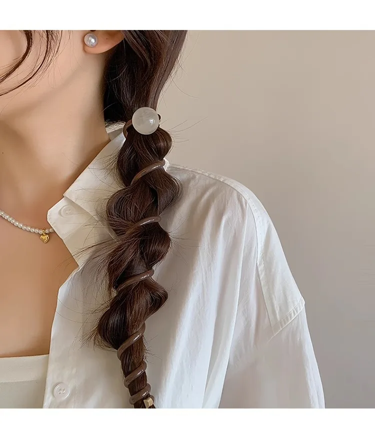 Vintage Ball Heart Straight Elastic Headband For Women Girls Ponytial Holder Hair Tie Scrunchie Hairband Hair Accessories