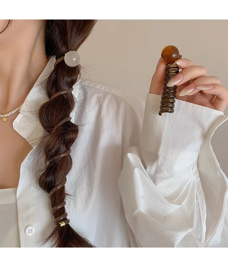Vintage Ball Heart Straight Elastic Headband For Women Girls Ponytial Holder Hair Tie Scrunchie Hairband Hair Accessories