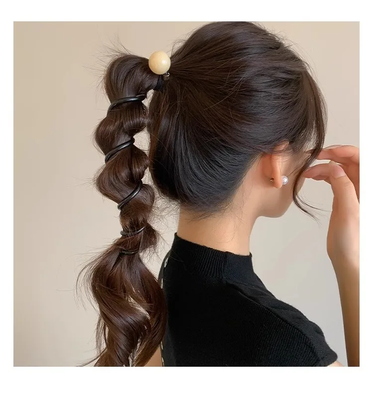 Vintage Ball Heart Straight Elastic Headband For Women Girls Ponytial Holder Hair Tie Scrunchie Hairband Hair Accessories