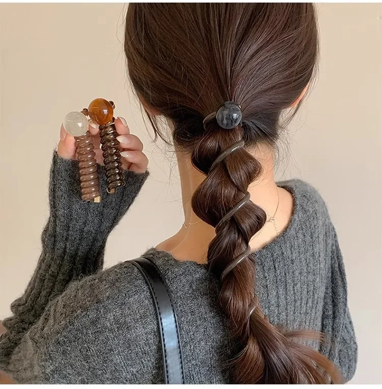 Vintage Ball Heart Straight Elastic Headband For Women Girls Ponytial Holder Hair Tie Scrunchie Hairband Hair Accessories
