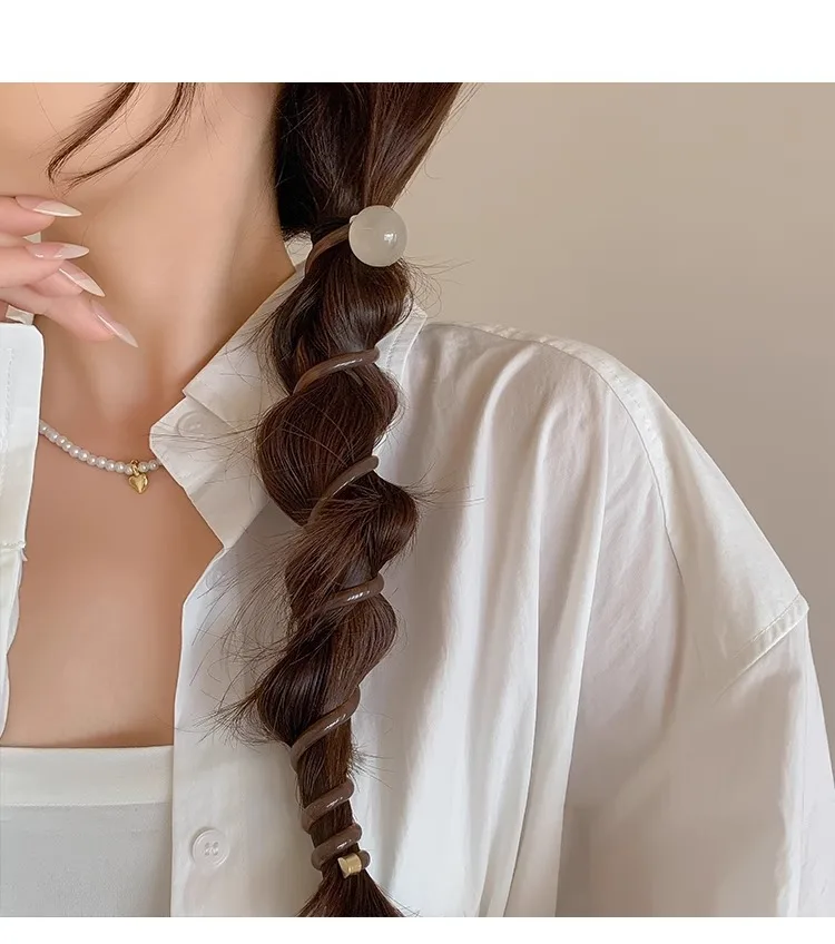 Vintage Ball Heart Straight Elastic Headband For Women Girls Ponytial Holder Hair Tie Scrunchie Hairband Hair Accessories