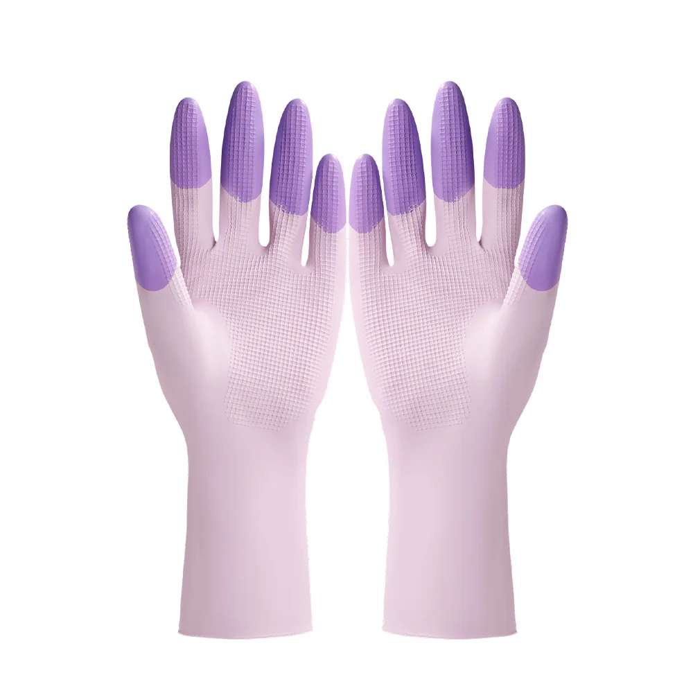 Silicone Dishwashing Cleaning Gloves Kitchen Supplies Anti Slip Convenient Long Dishwashing Gloves Reusable Durable Household