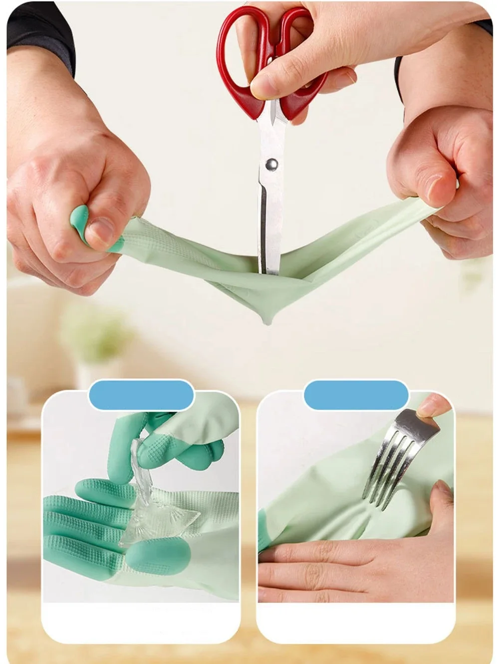 Silicone Dishwashing Cleaning Gloves Kitchen Supplies Anti Slip Convenient Long Dishwashing Gloves Reusable Durable Household