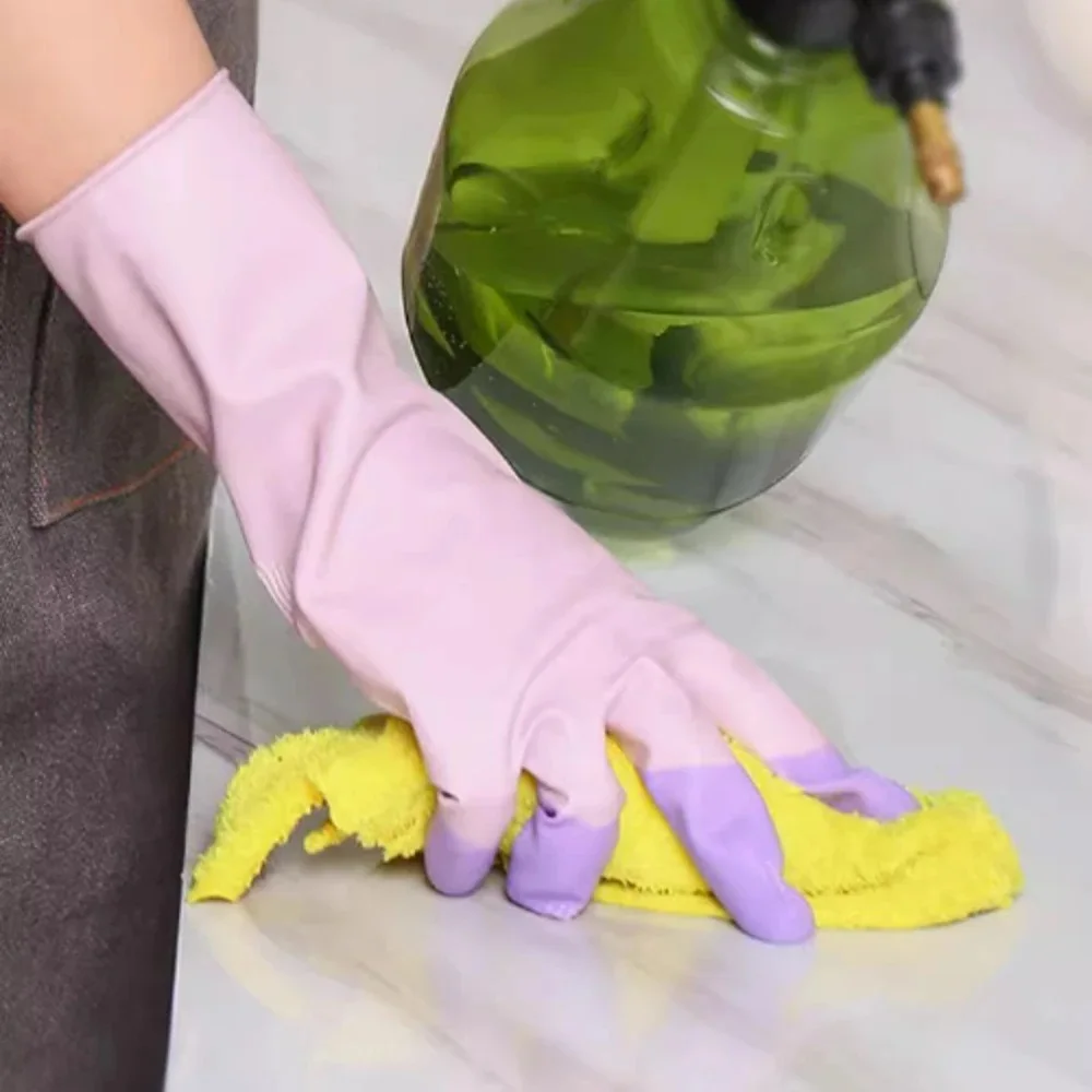 Silicone Dishwashing Cleaning Gloves Kitchen Supplies Anti Slip Convenient Long Dishwashing Gloves Reusable Durable Household