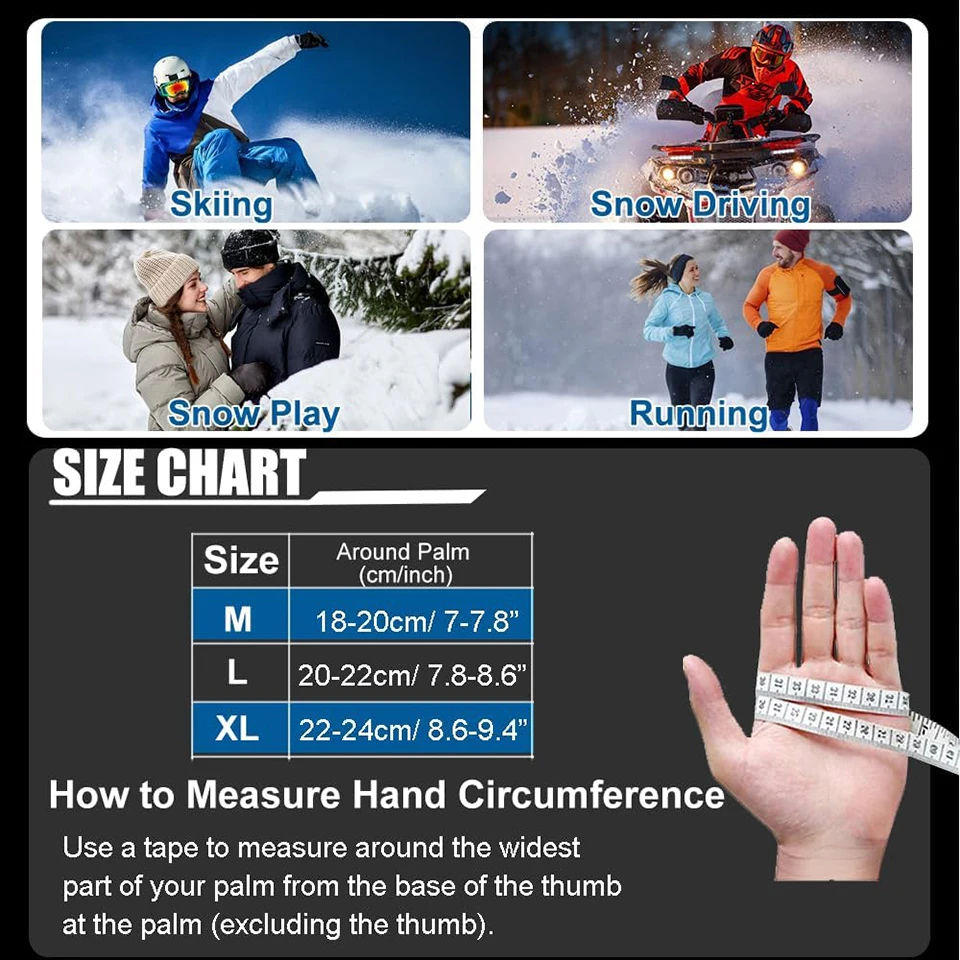 GTUBIKE Winter Warm Gloves for Outdoor Cycling Skiing Thickened Cold Resistant Glove Waterproof Touch Screen Camping Equipment